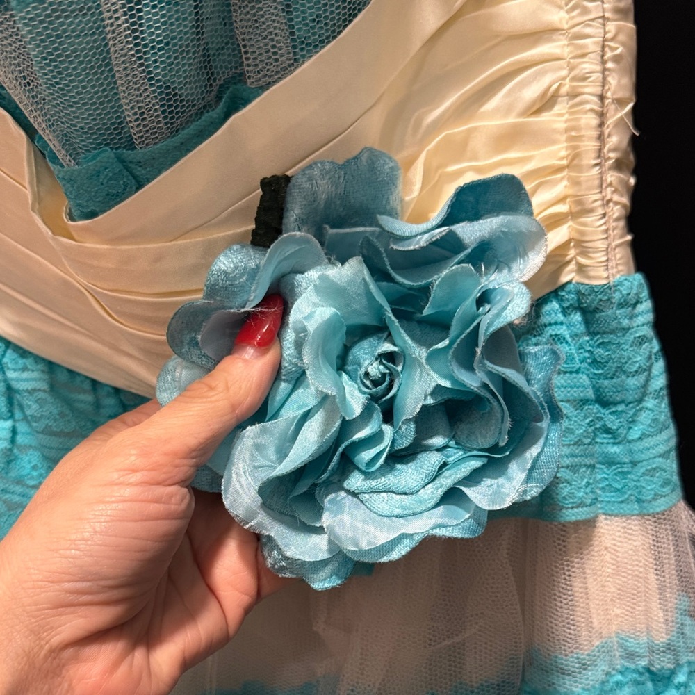 Betsey Johnson Blue and White Ruffled Dress - Picture 3 of 4